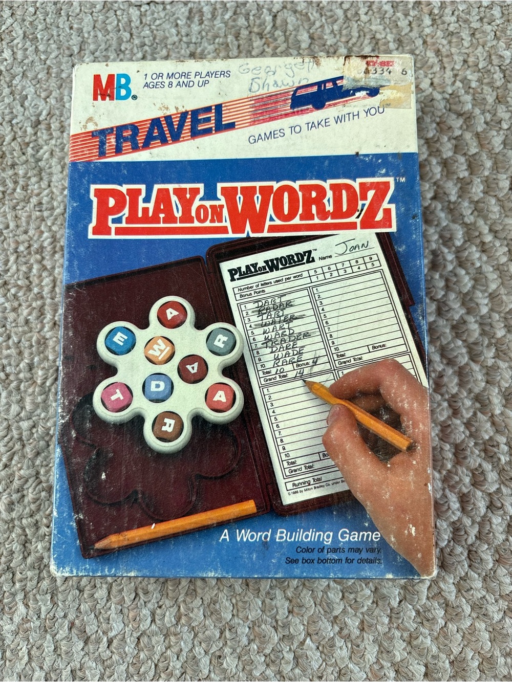 Vintage 1986 Milton Bradley Travel Play on Wordz Game #4609 Complete w/ Box